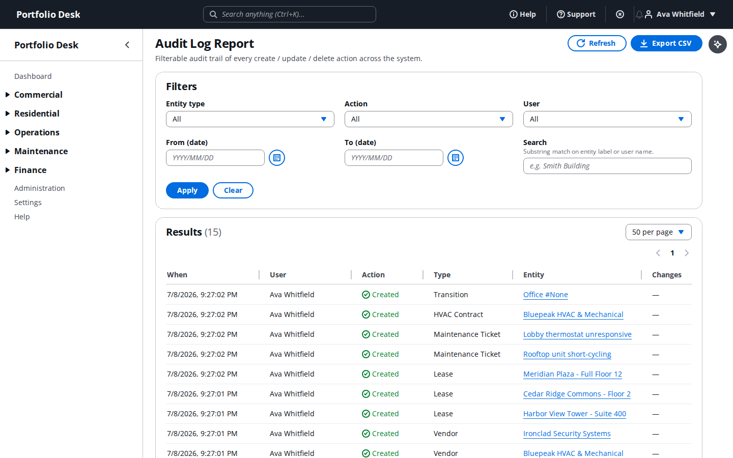 Full audit and activity log